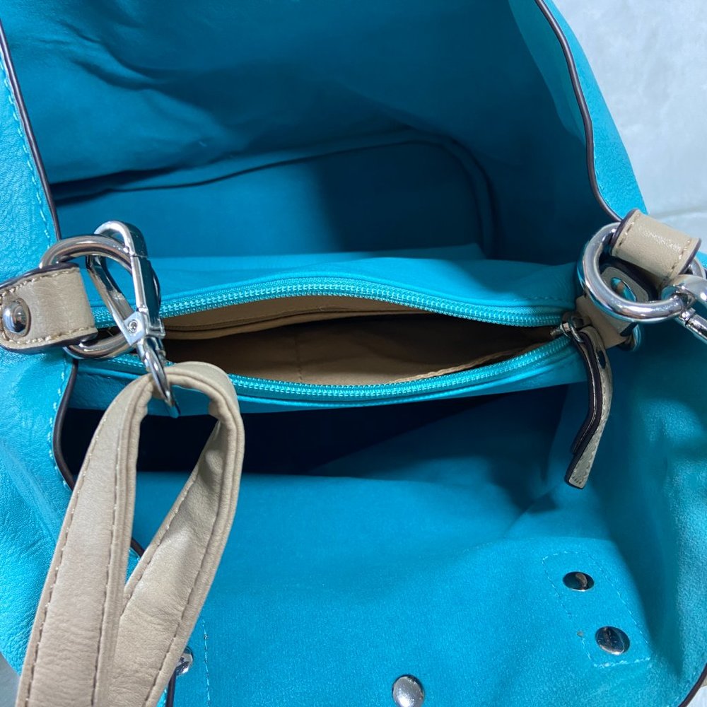 CBOCS Vegan Convertible Turquoise Blue bag accessory bag Purse dual handle - Picture 9 of 10